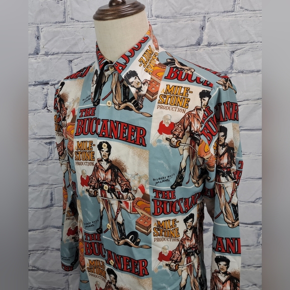 Second Hand Rose by Mack Mens Button Up Shirt Buccaneer Vintage 70s Medium Small - Picture 4 of 16